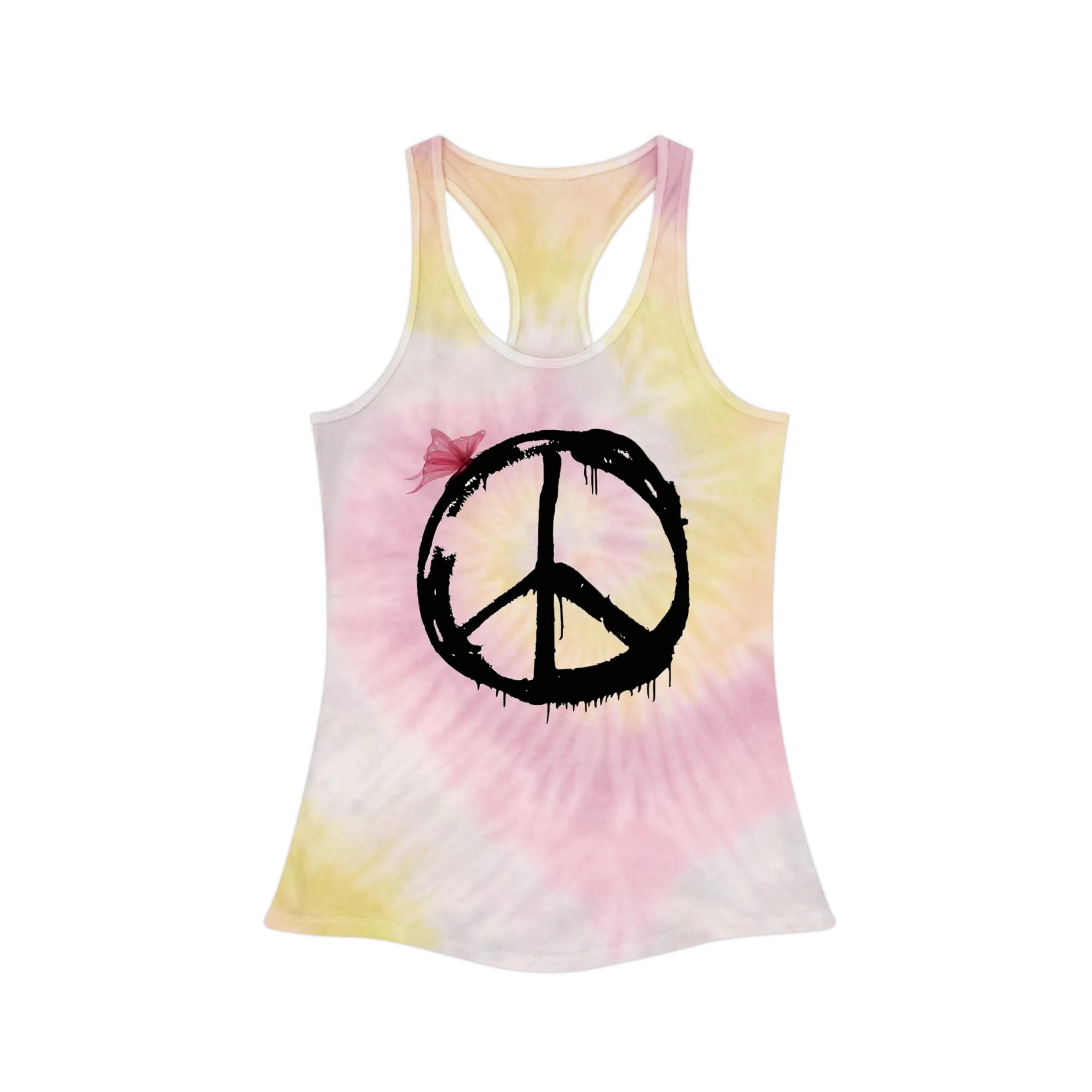 Snooty Fox Art Tie Dye Racerback Tank Top - Peace Sign