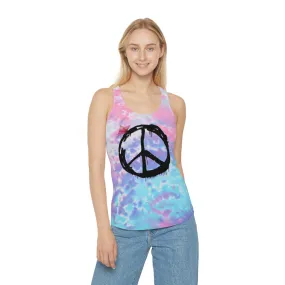 Snooty Fox Art Tie Dye Racerback Tank Top - Peace Sign