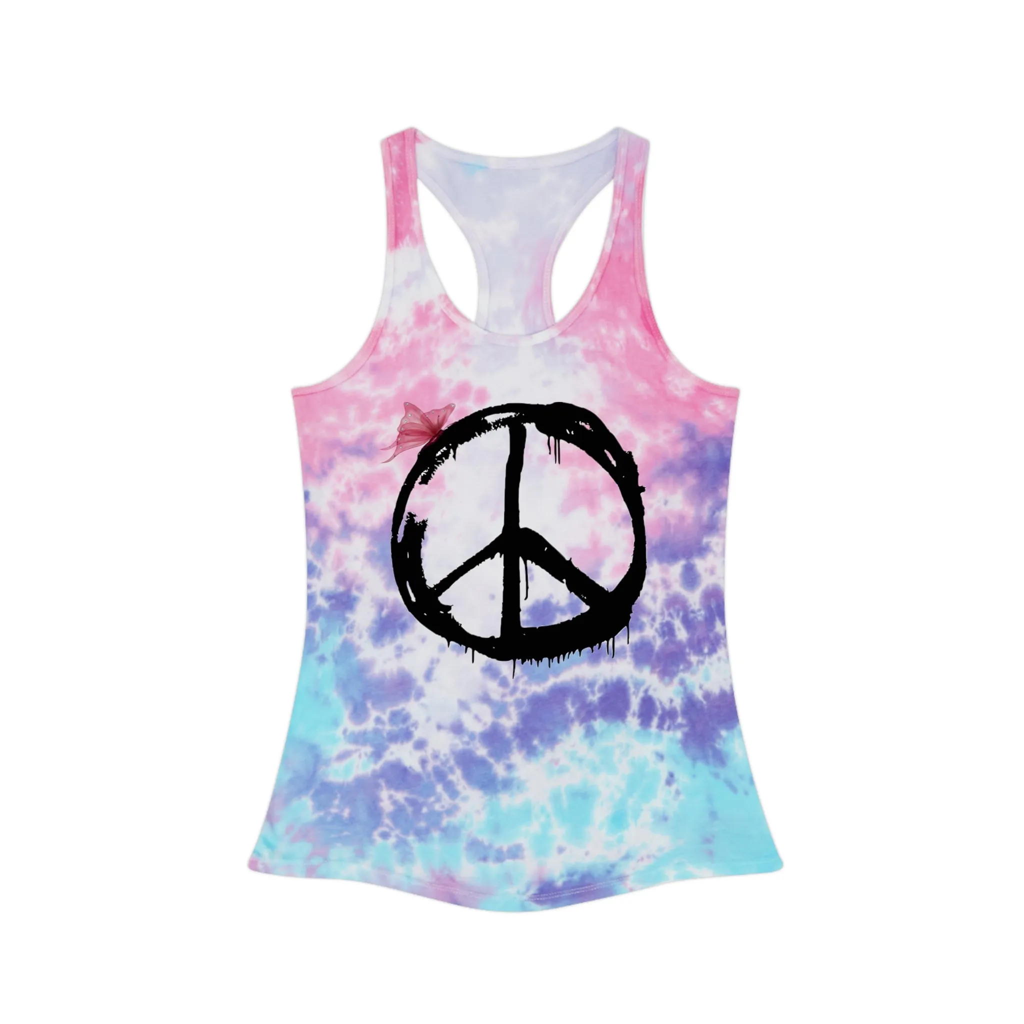 Snooty Fox Art Tie Dye Racerback Tank Top - Peace Sign