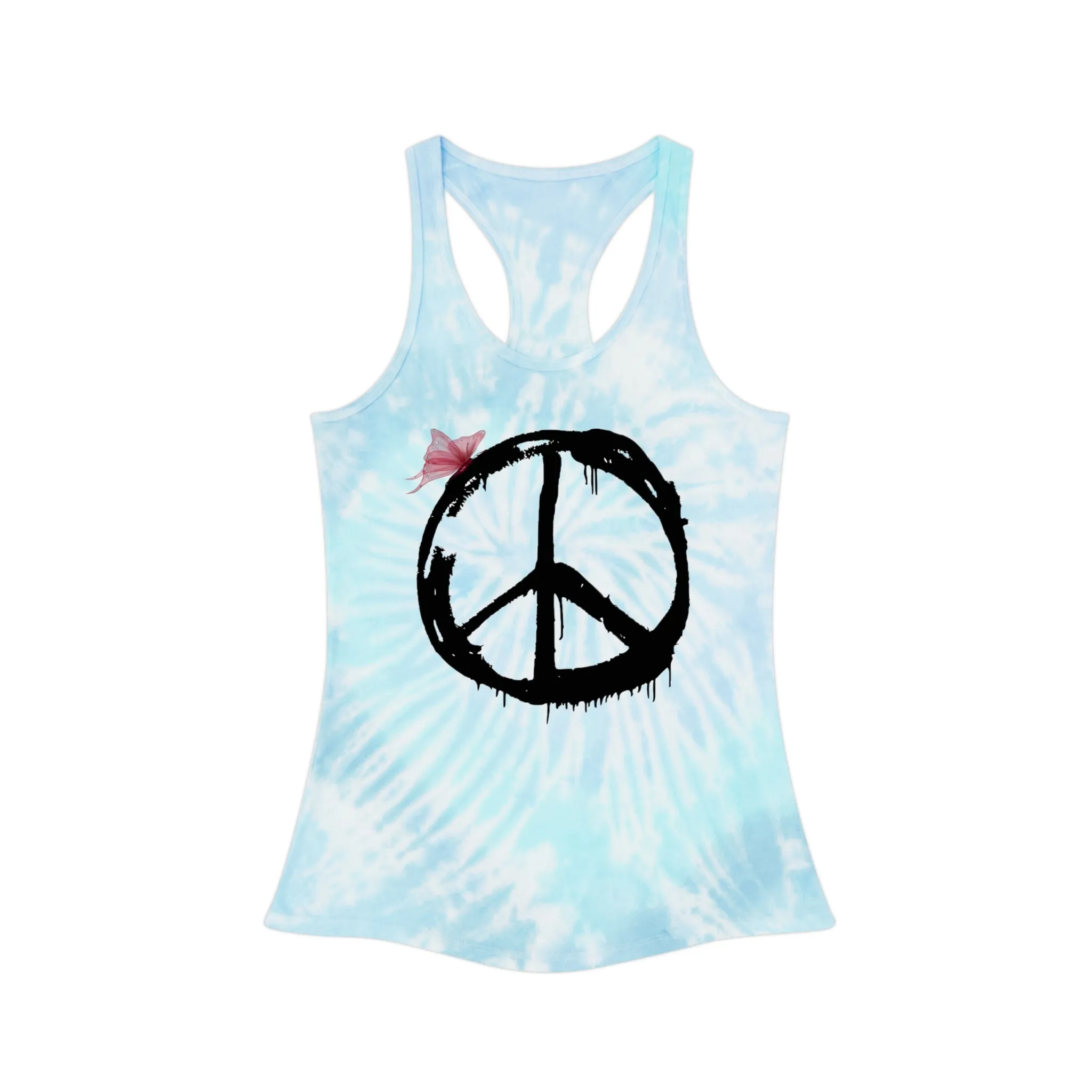 Snooty Fox Art Tie Dye Racerback Tank Top - Peace Sign