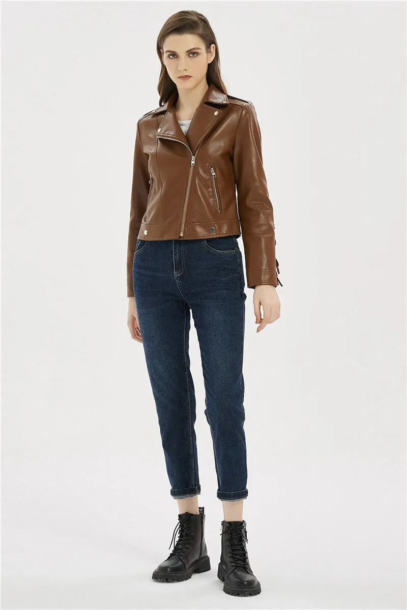 Soft Vegan Leather Jacket with Tassels