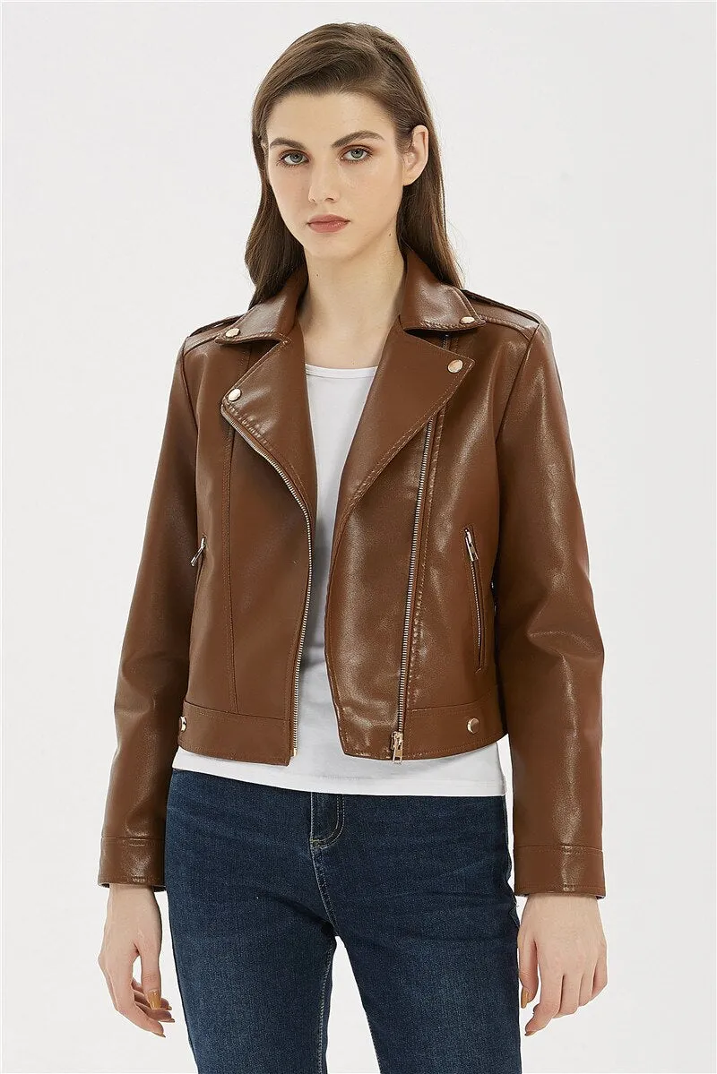 Soft Vegan Leather Jacket with Tassels