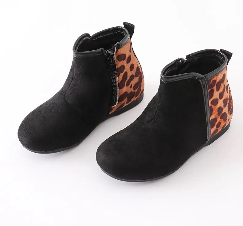 Split Cheetah Black Suede Booties