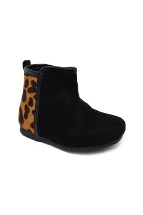 Split Cheetah Black Suede Booties