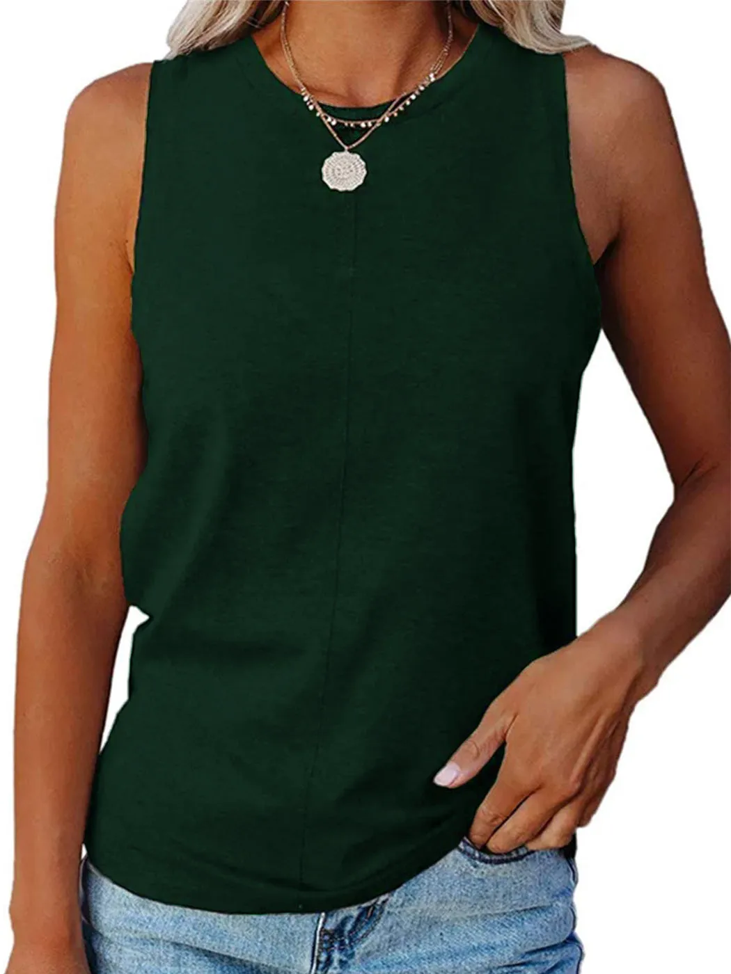 Tank Tops for Casual Sleeveless Crew Neck Solid T-Shirts Summer Tops