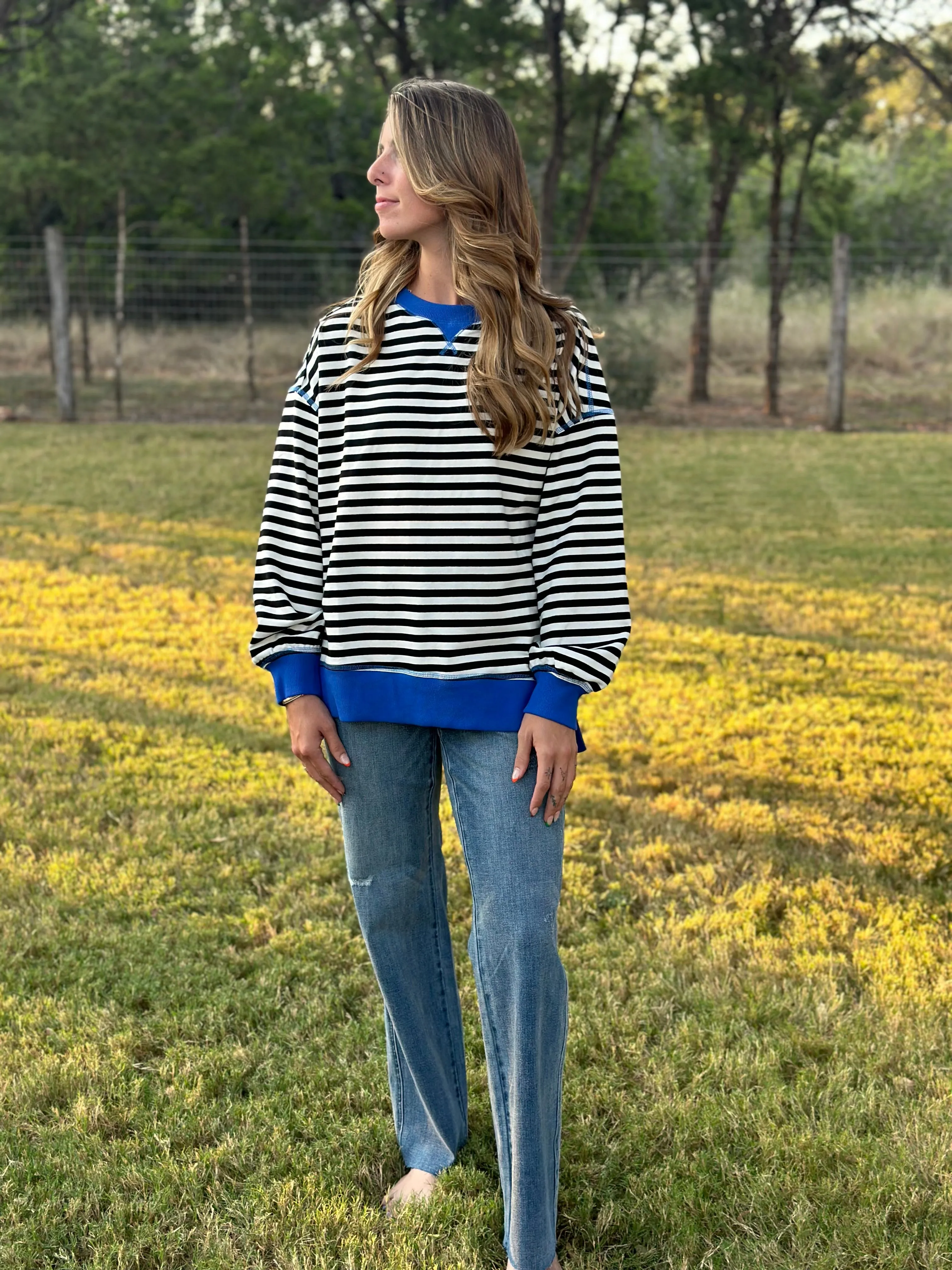 The Comfy Striped Top - Black & White