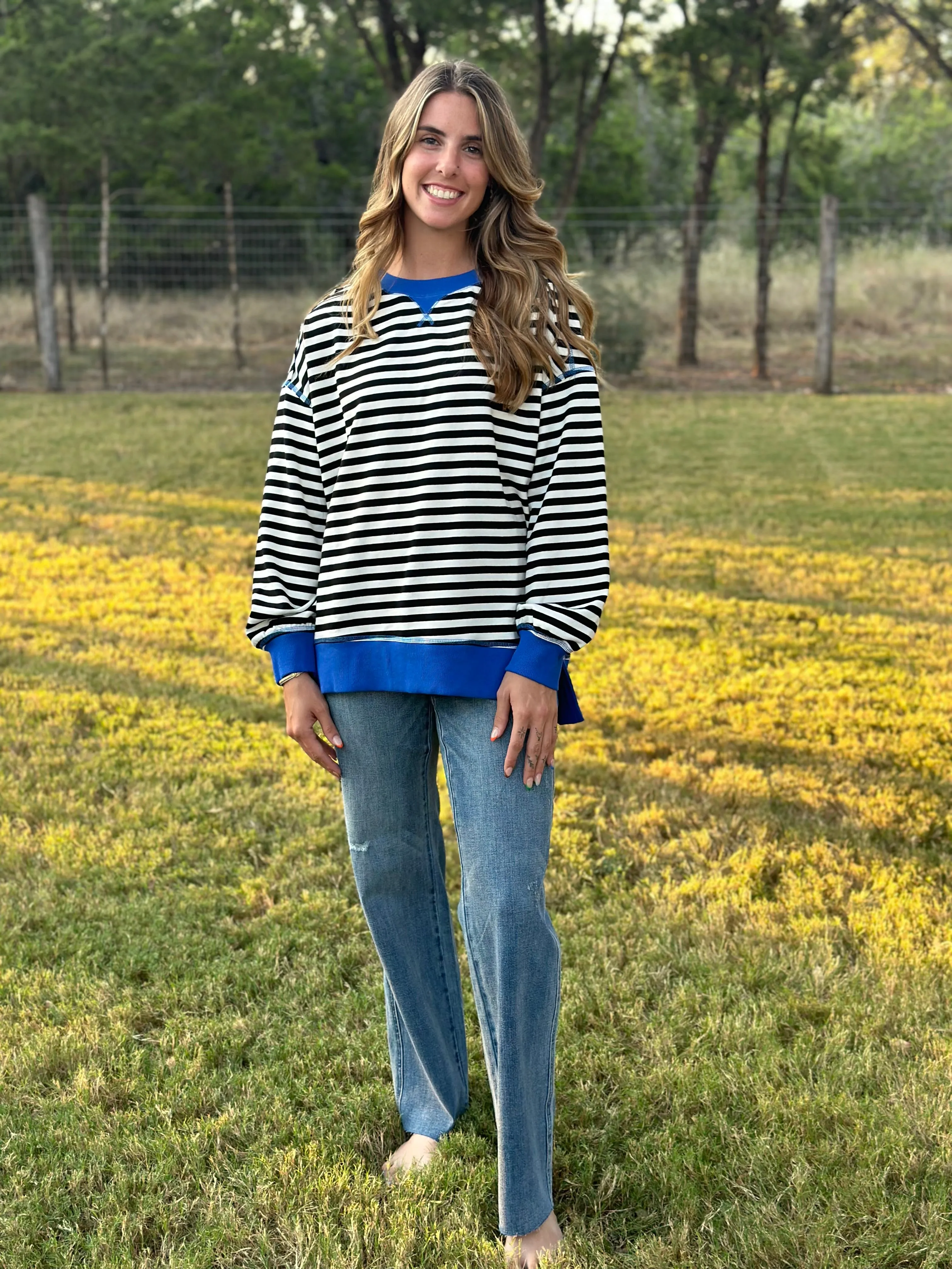 The Comfy Striped Top - Black & White