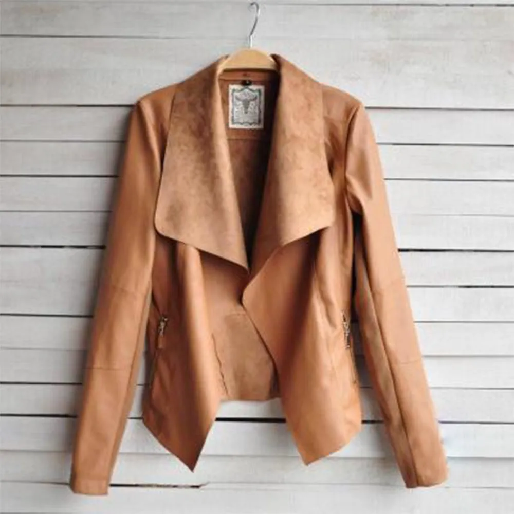 Trendy Lapel Loose PU Jacket Jacket Cardigan Outerwear