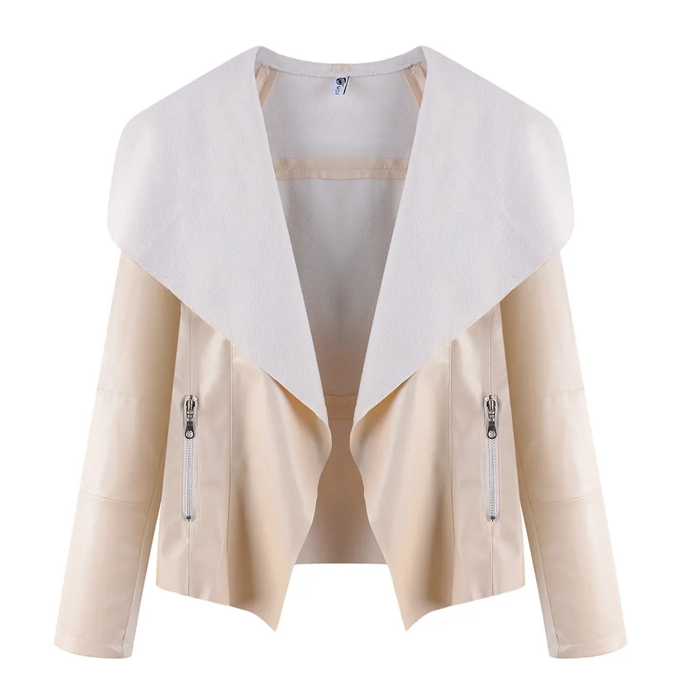 Trendy Lapel Loose PU Jacket Jacket Cardigan Outerwear