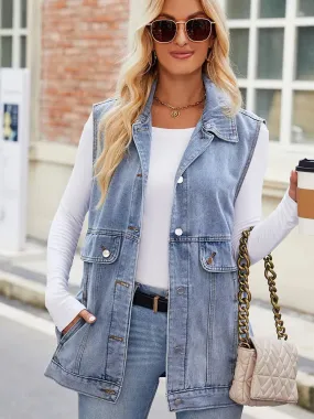 Trendy Sleeveless Denim Vest Summer Fashion