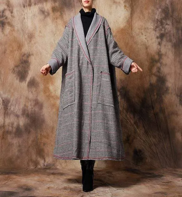 Vintage Chic Plaid Wool Coat