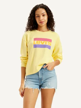 Women's Brand Logo Yellow Crew Neck Sweatshirt