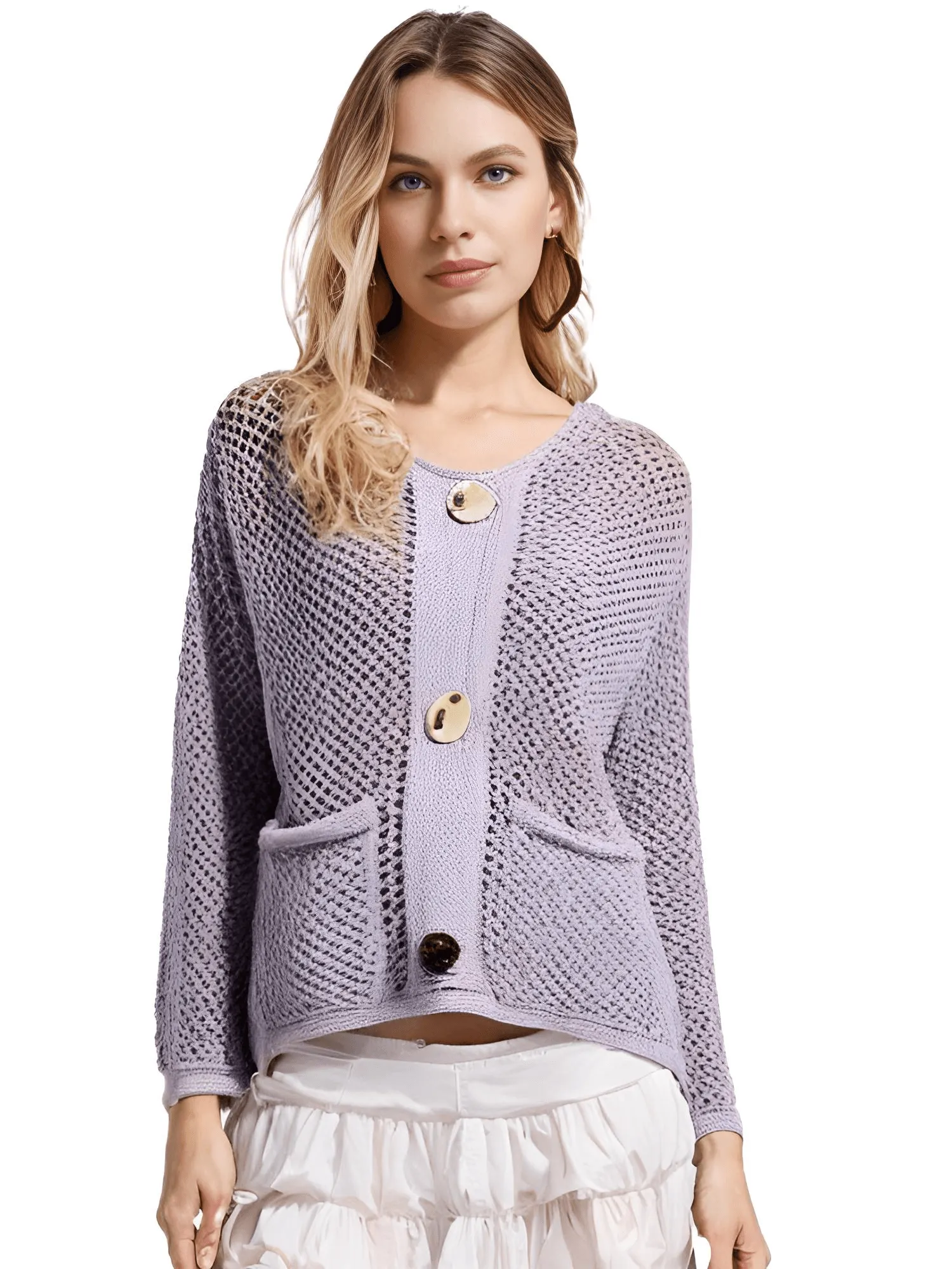 Women's Vintage Sweater With Pockets Single Breasted Knitted Sweater Chic Lady