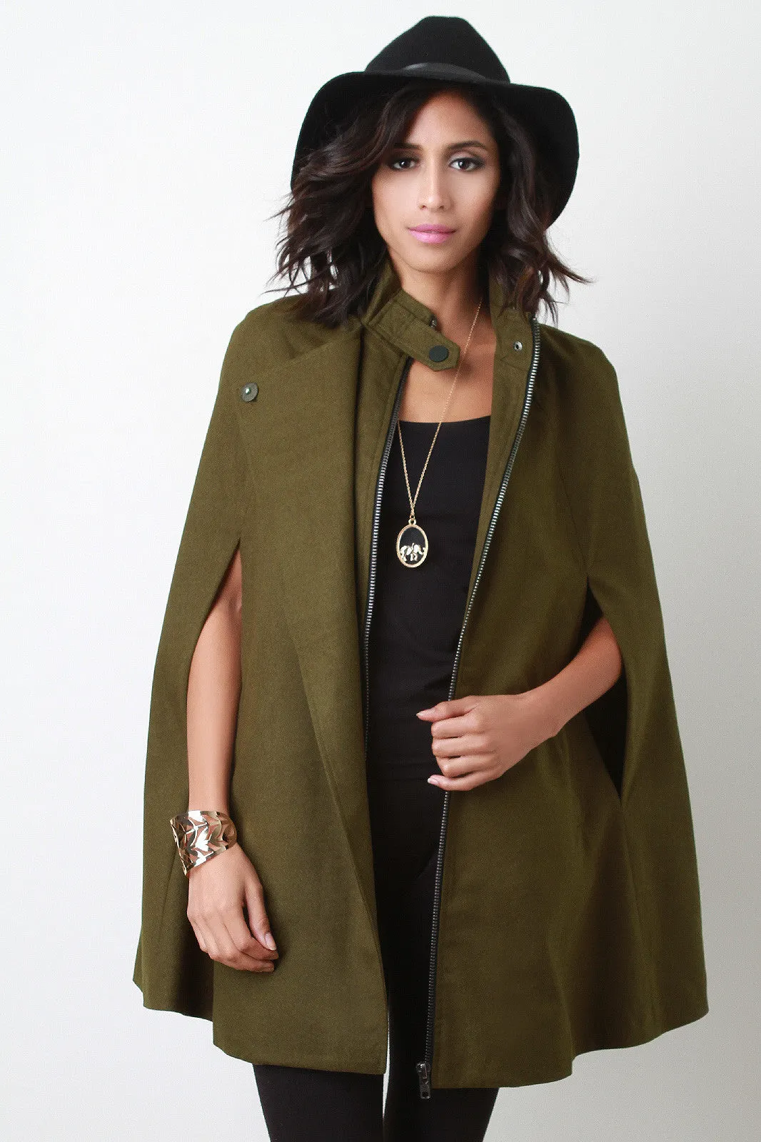 Zip-Up Cape Jacket